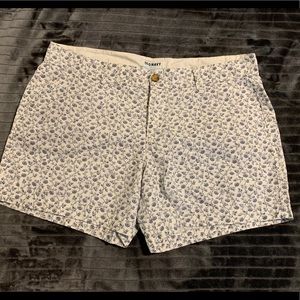 White and blue floral patterned shorts